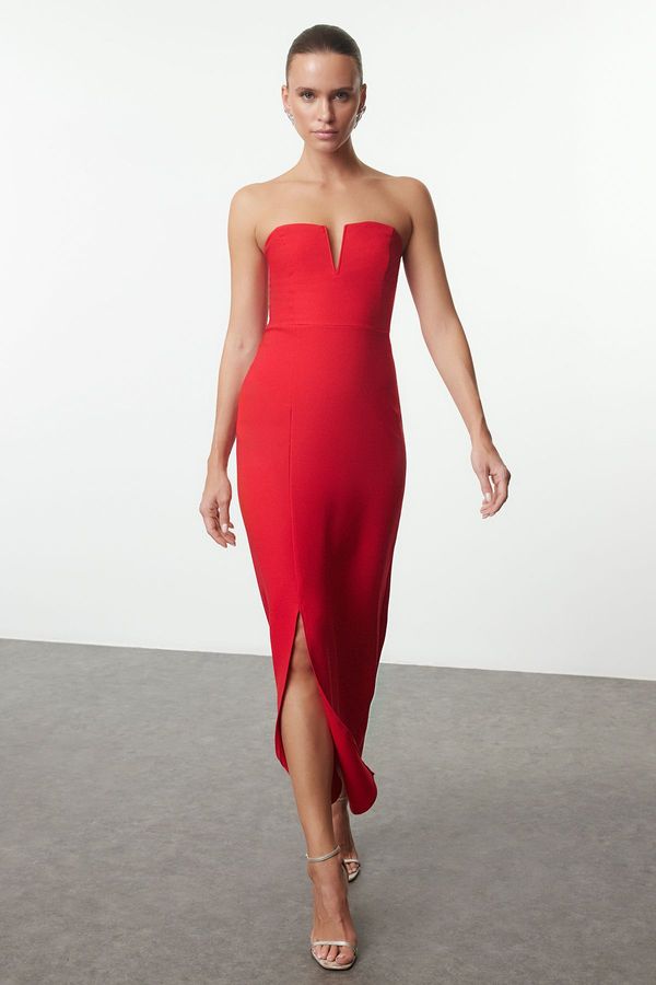 Trendyol Trendyol Red Bodycon Strapless Woven Dress