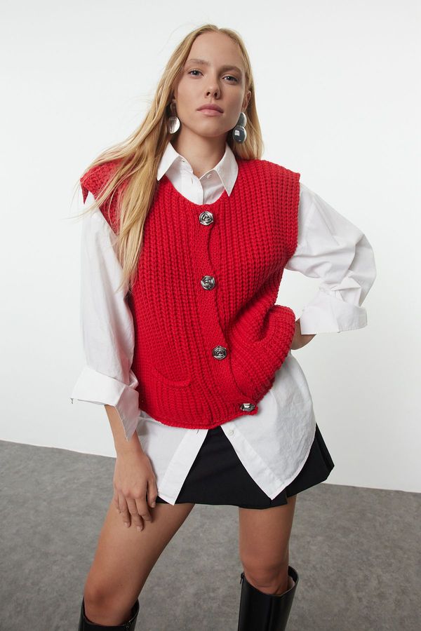 Trendyol Trendyol Red Crew Neck Fitted Vest