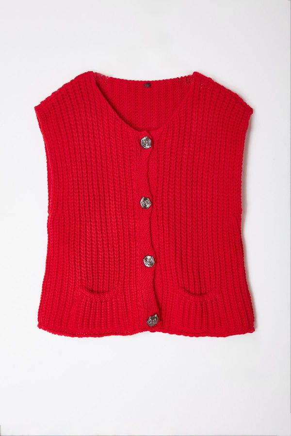 Trendyol Trendyol Red Crew Neck Fitted Vest