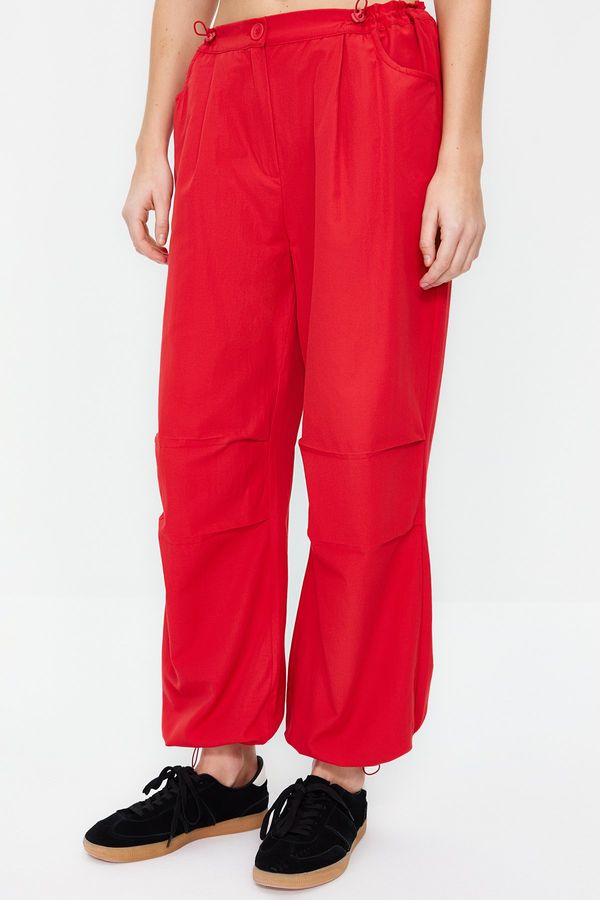 Trendyol Trendyol Red Jogger Normal Waist Elastic Woven Trousers