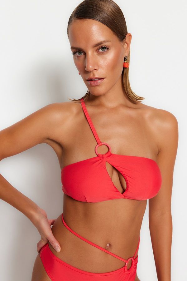 Trendyol Trendyol Red One-Shoulder Cut Out/Windowed Bikini Top