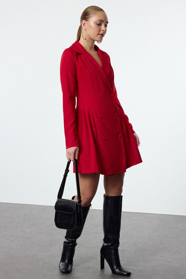 Trendyol Trendyol Red Pleated Mini Woven Jacket Dress