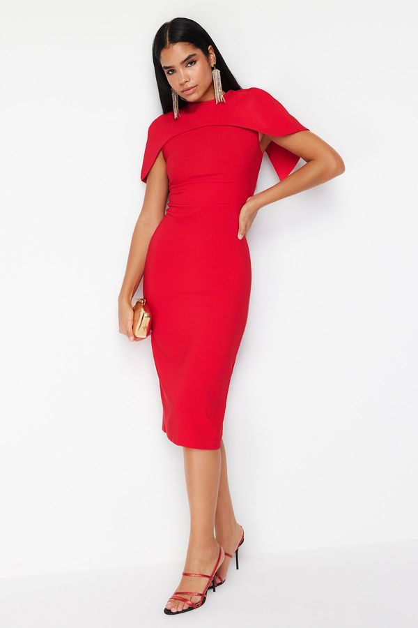Trendyol Trendyol Red Sleeves Detailed Elegant Evening Dress