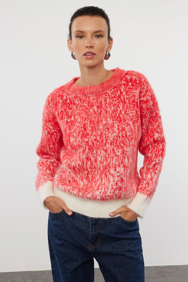 Trendyol Trendyol Red Soft Textured Patterned Knitwear Sweater