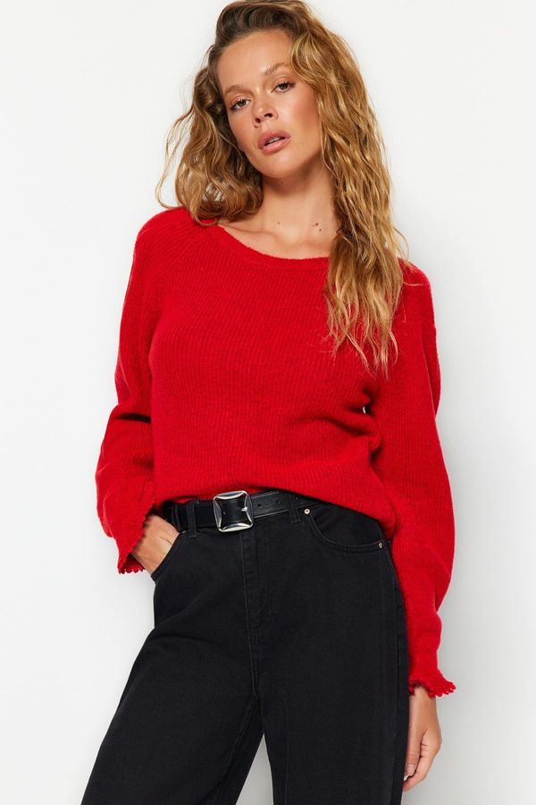 Trendyol Trendyol Red Soft Textured Shoulder Detailed Knitwear Sweater