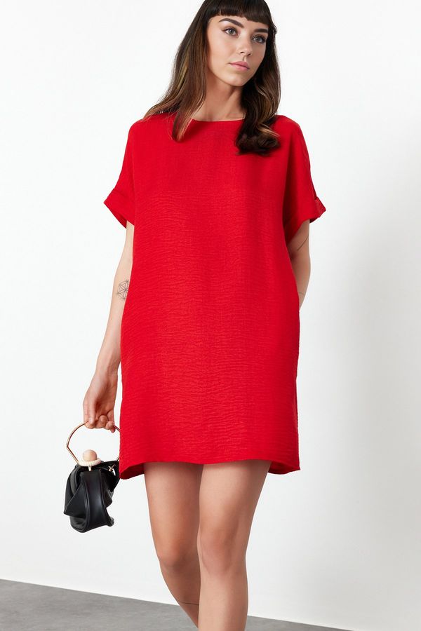 Trendyol Trendyol Red Straight Cut Mini Woven Dress
