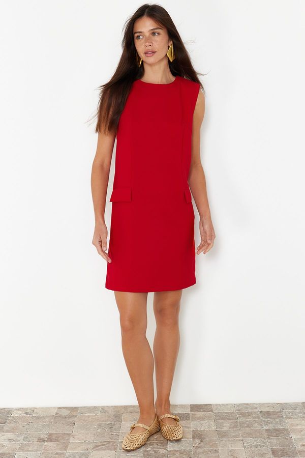 Trendyol Trendyol Red Straight Cut Sleeveless Mini Woven Dress