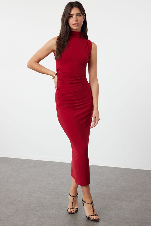 Trendyol Trendyol Red Straight Zero Sleeve Draped Bodycone/Fitting Flexible