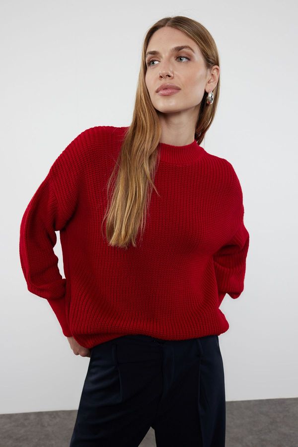 Trendyol Trendyol Red Wide Fit Basic Knitwear Sweater