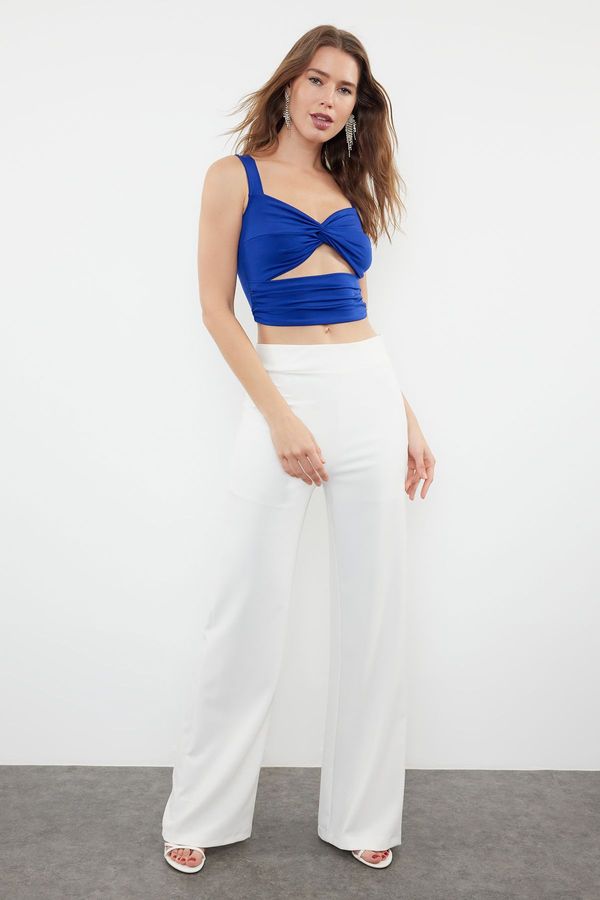 Trendyol Trendyol Saks Crop Window/Cut Out Detailed Knitted Blouse