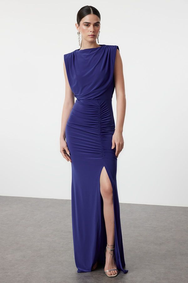 Trendyol Trendyol Saks Fitted Draped Woven Long Elegant Evening Dress