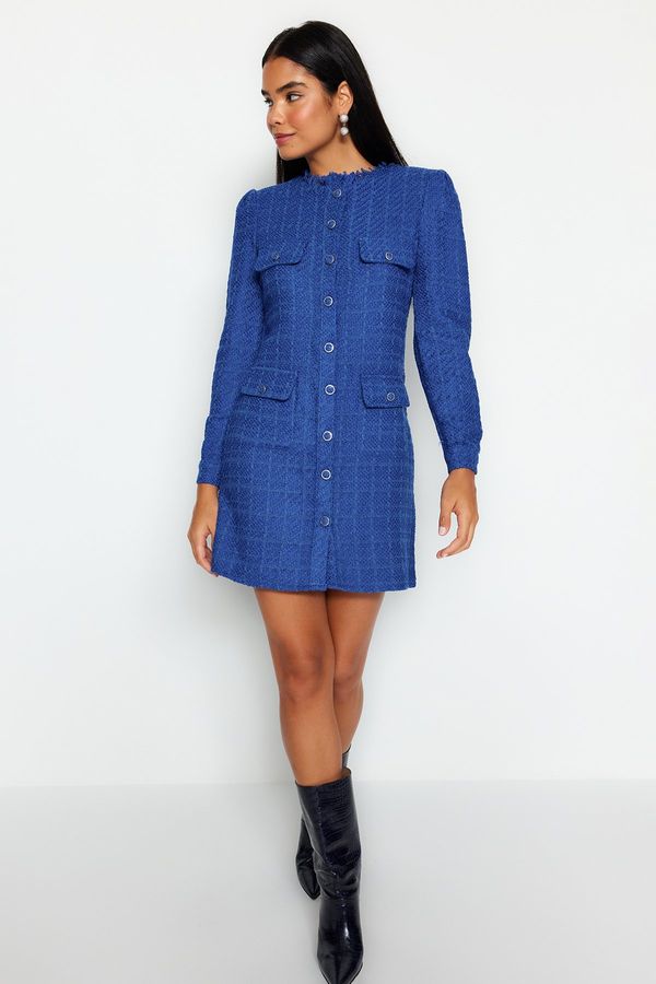 Trendyol Trendyol Saks Straight Cut Tweed Jacket Woven Dress