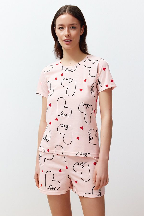 Trendyol Trendyol Salmon Heart Knitted Pajama Set