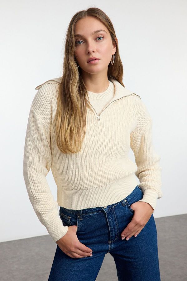 Trendyol Trendyol Stone Crop Turn-down Collar Sweater-Blouse Set Knitwear Sweater