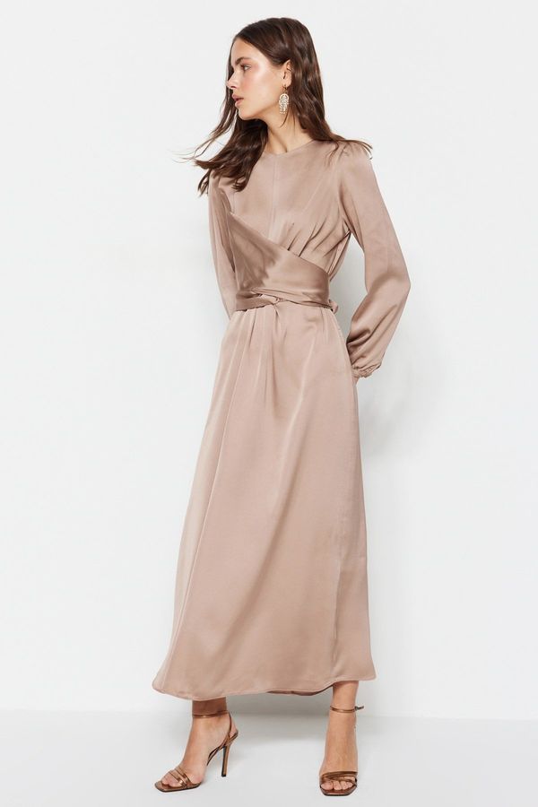 Trendyol Trendyol Stone Cross Tie Detailed Satin Evening Dress