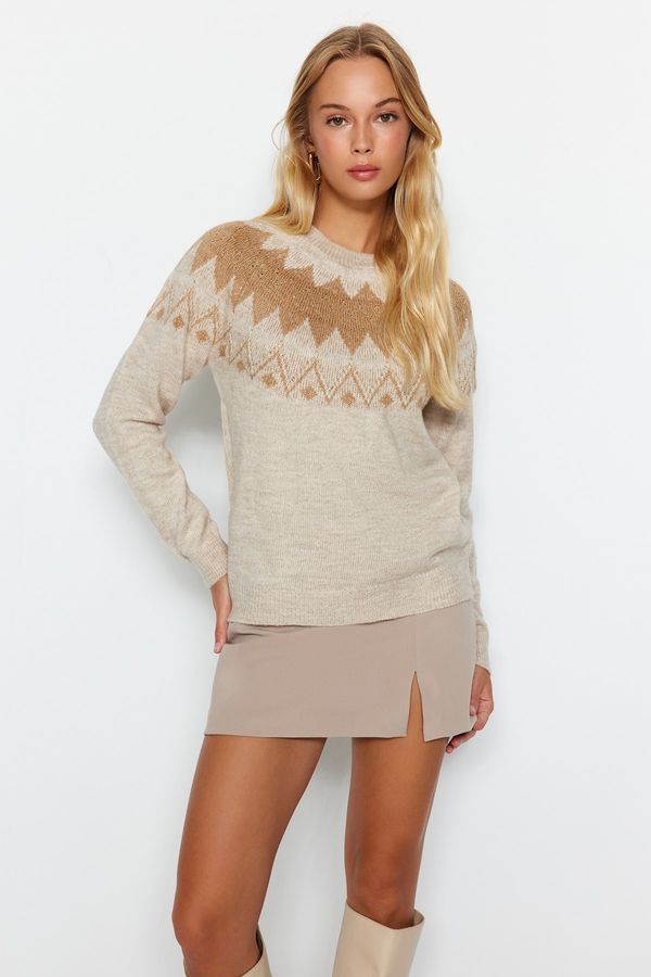 Trendyol Trendyol Stone Glitter Patterned Knitwear Sweater with Raglan Sleeves