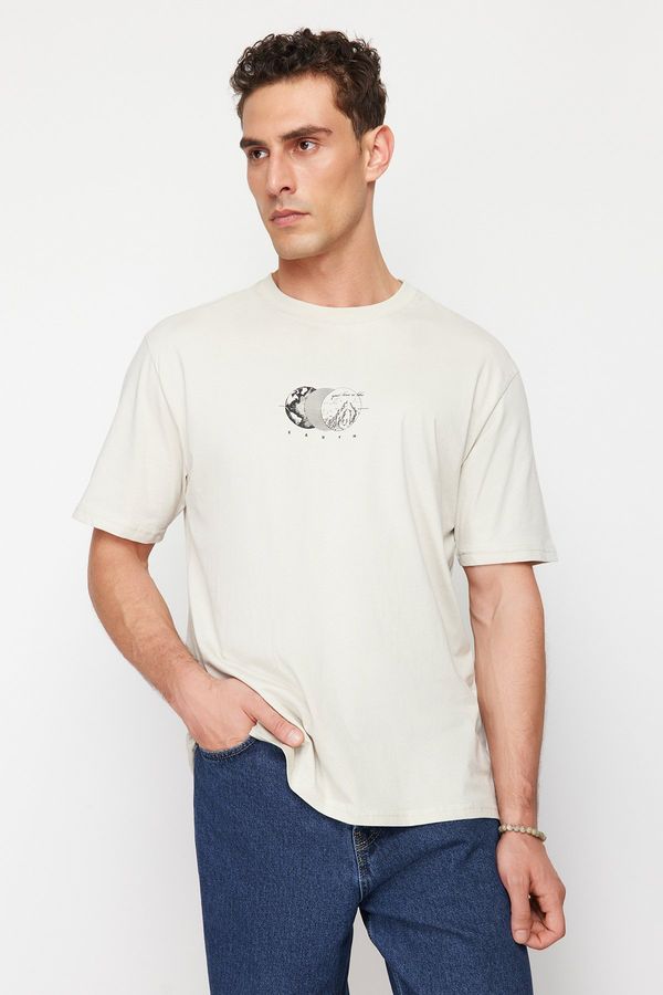 Trendyol Trendyol Stone Oversize/Wide Cut Printed 100% Cotton T-Shirt