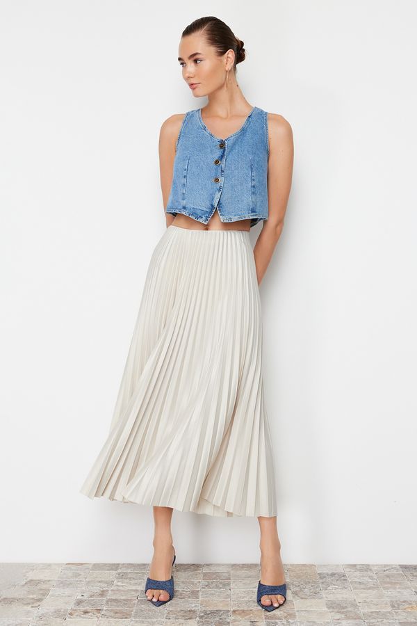 Trendyol Trendyol Stone Pleated Maxi Knitted Skirt