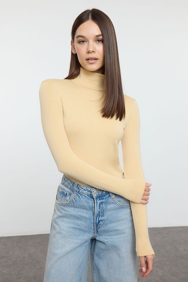 Trendyol Trendyol Stone Premium Soft Fabric Turtleneck Fitted/Fits Body Flexible Knitted Blouse