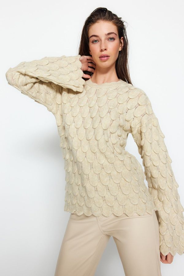 Trendyol Trendyol Stone Self-patterned Crew Neck Knitwear Sweater