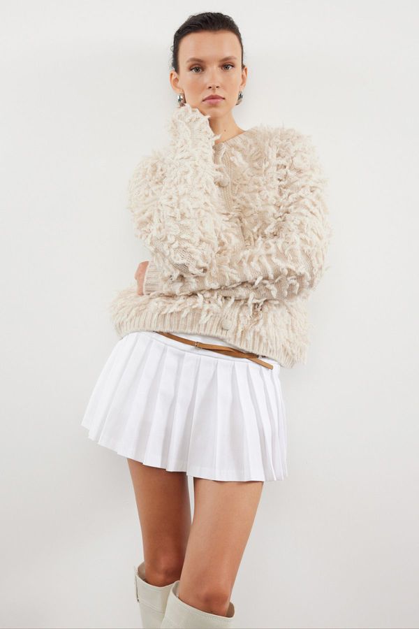 Trendyol Trendyol Stone Soft Texture Tassel Coat Knitwear Cardigan