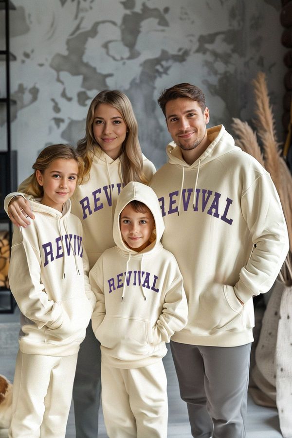 Trendyol Trendyol Stone Unisex Mother-Father-Child Slogan Printed Knitted Sweatshirt