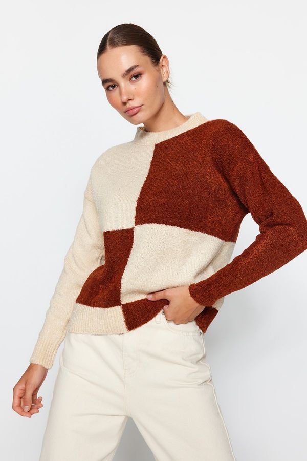 Trendyol Trendyol Stone Wide Fit Boucle Knitwear Sweater