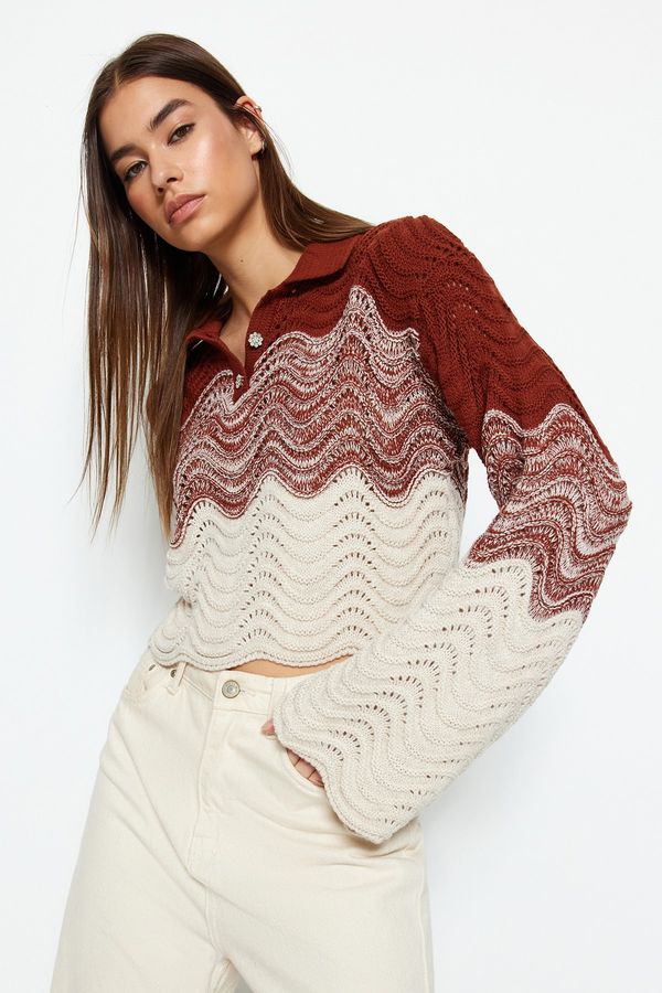 Trendyol Trendyol Tile Crop Polo Neck Knitwear Sweater