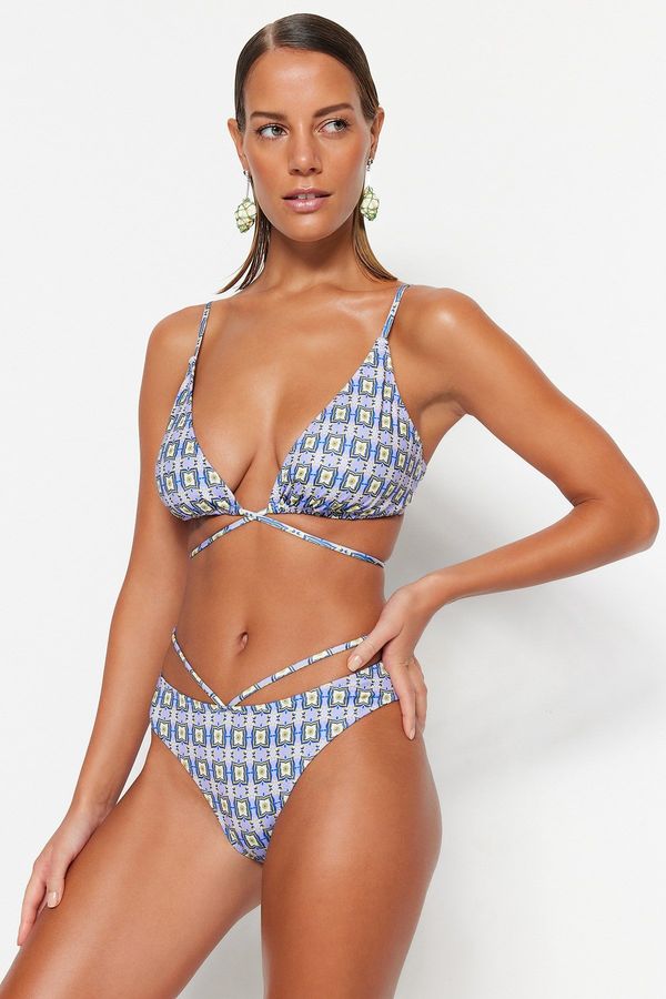 Trendyol Trendyol Tile Patterned High Leg Bikini Bottom