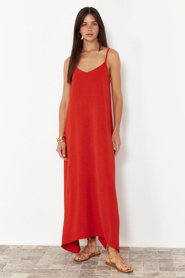 Trendyol Trendyol Tile Straight Cut V-Neck Maxi Woven Dress