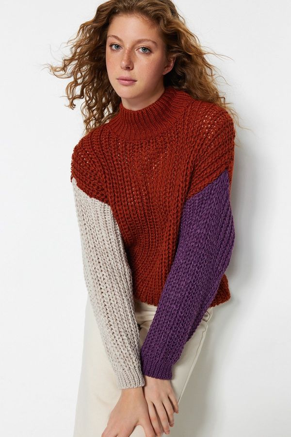 Trendyol Trendyol Tile Wide Fit Soft Textured Color Block Knitwear Sweater