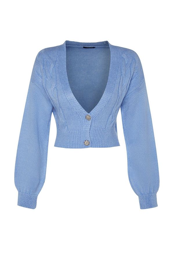 Trendyol Trendyol Turquoise Crop Soft Textured Knitwear Cardigan