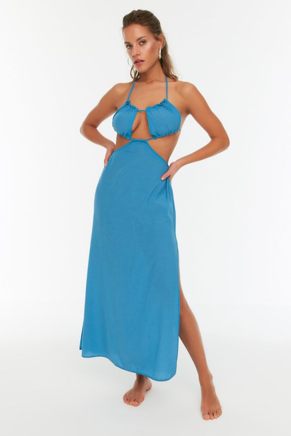 Trendyol Trendyol Turquoise Cut-Out Detailed Beach Dress