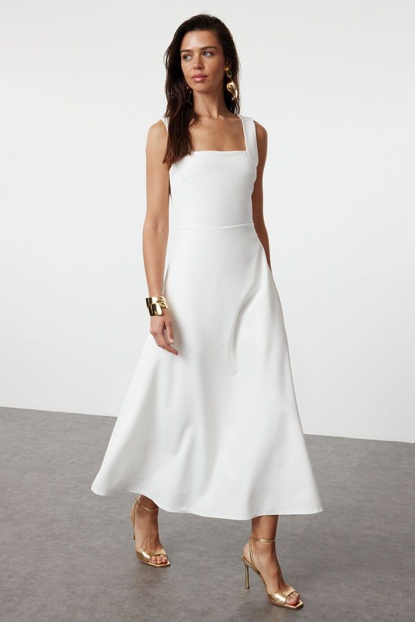 Trendyol Trendyol White A-Cut Woven Wedding/Marriage Elegant Evening Dress