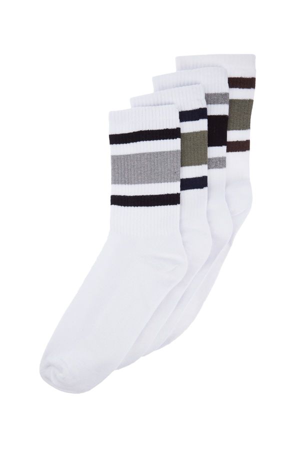 Trendyol Trendyol White Cotton 4 Pack Striped Socks
