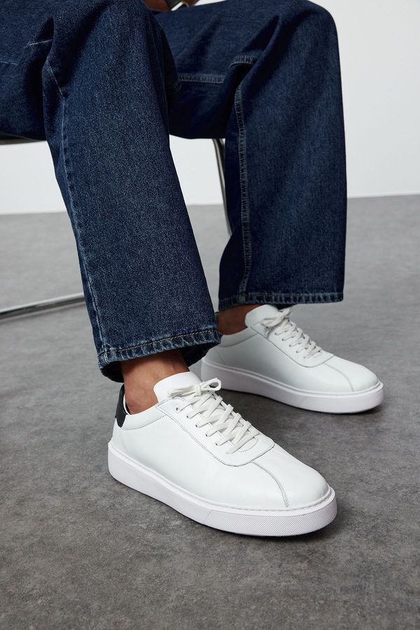 Trendyol Trendyol White Genuine Leather Contrast Men's Sneakers