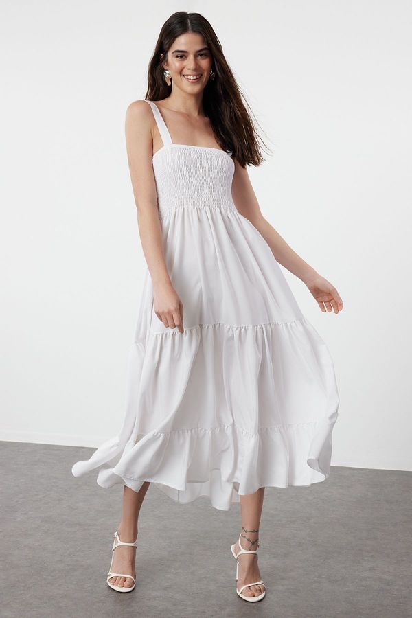 Trendyol Trendyol White Plain A-Line Gimped Woven Dress Woven Dress