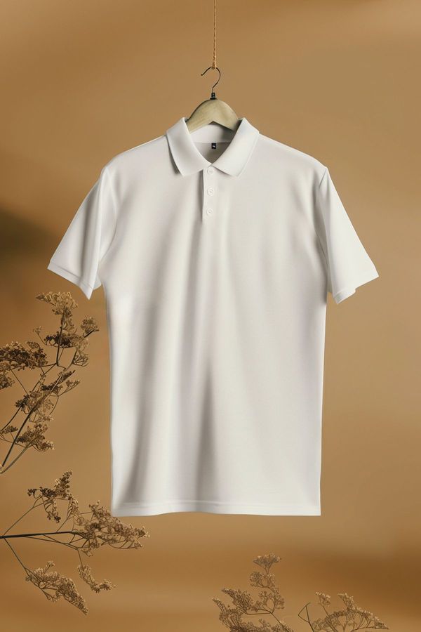 Trendyol Trendyol White Regular/Normal Cut Basic 100% Cotton Textured Polo Neck T-shirt