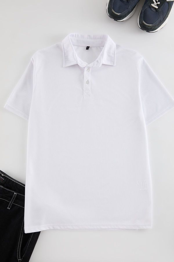 Trendyol Trendyol White Regular/Normal Cut Sports Polo Neck T-shirt