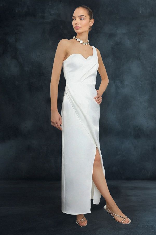 Trendyol Trendyol White Satin Woven Elegant Evening Dress