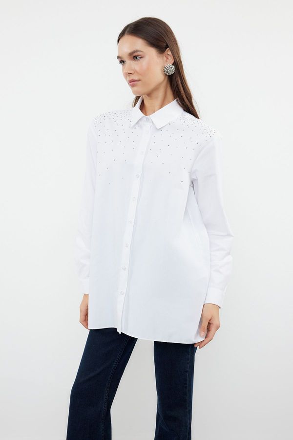 Trendyol Trendyol White Shiny Sequin Detailed Woven Shirt