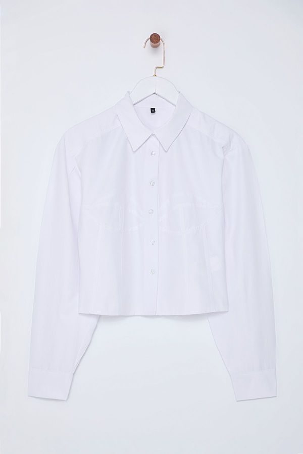 Trendyol Trendyol White Stitch Detailed Poplin Shirt