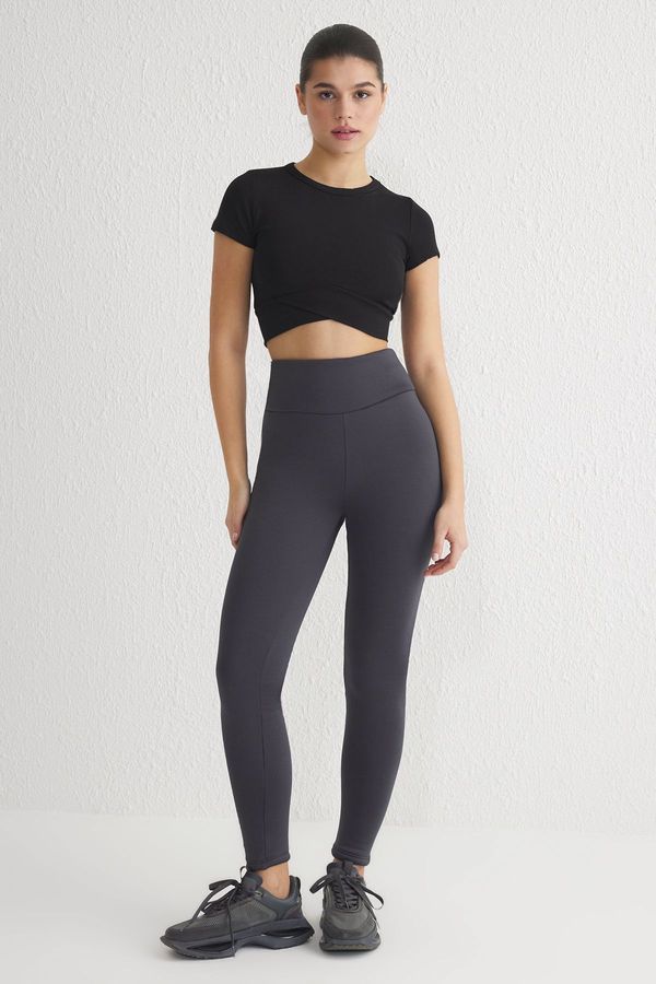 Trendyol Trendyol Winter Essentials/Ski Collection Anthracite Fleece Lined Warm Full Length Leggings