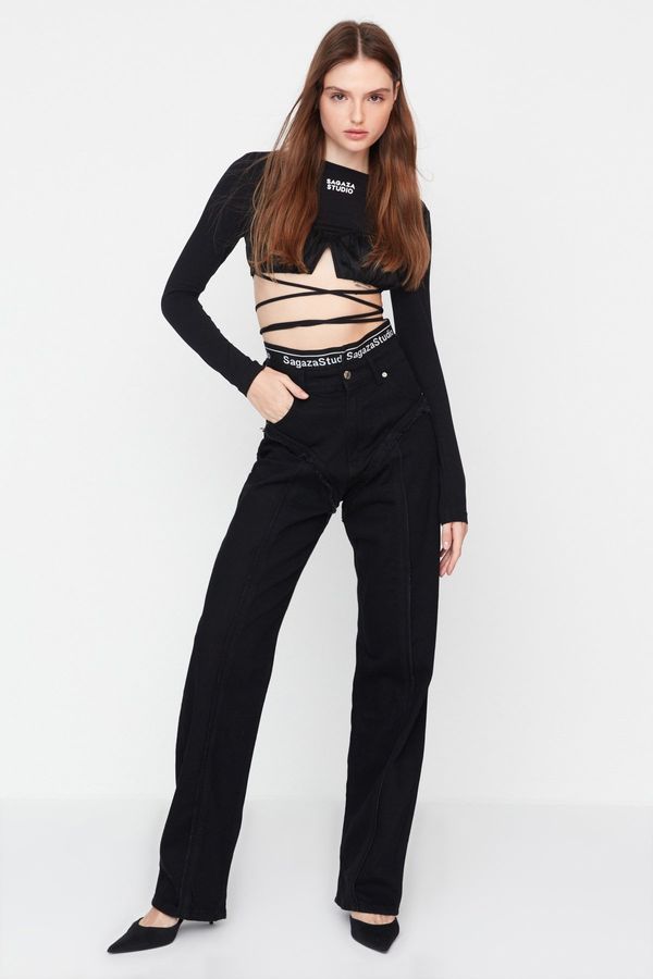 Trendyol Trendyol X Sagaza Studio Black Wide Leg Jeans