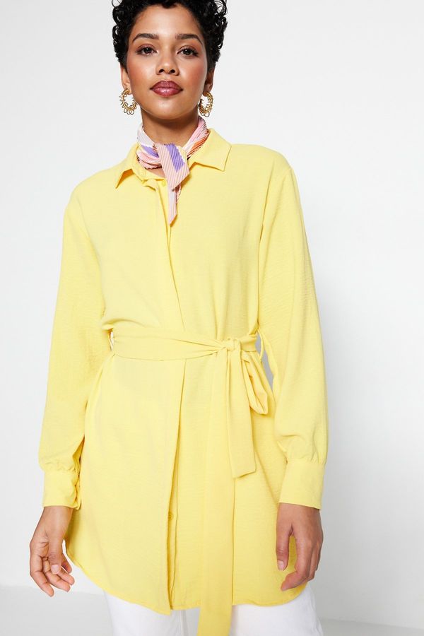 Trendyol Trendyol Yellow Belted Concealed Pac Knitted Shirt