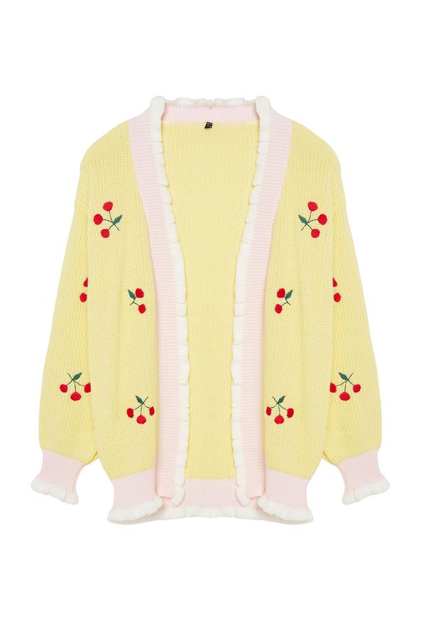 Trendyol Trendyol Yellow Embroidered Knitwear Cardigan