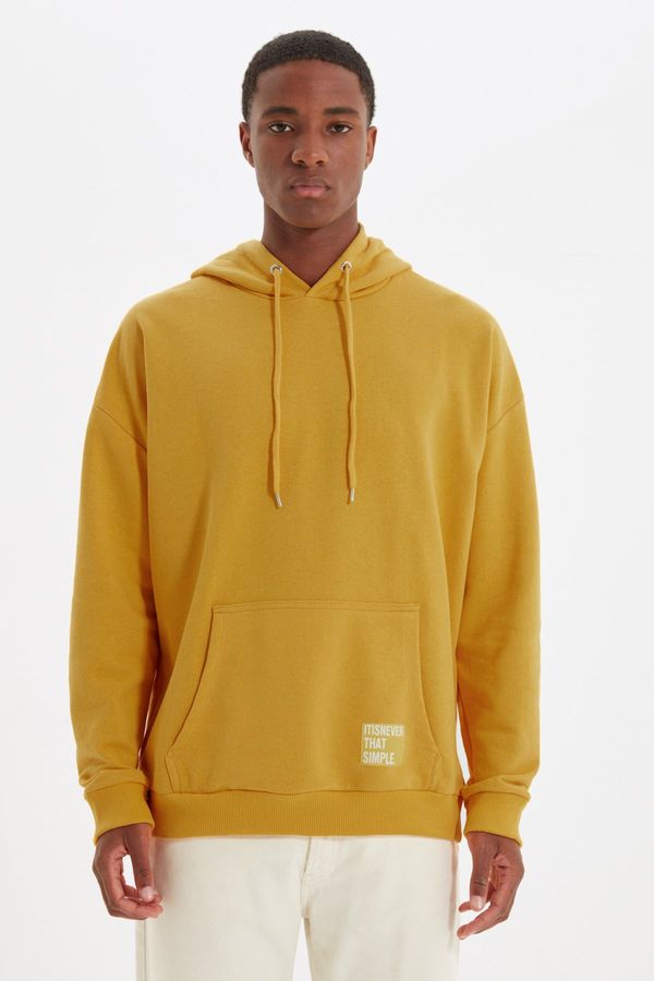 Trendyol Trendyol Yellow Oversize/Wide Cut Hooded Fleece Inside/Warm Sweatshirt