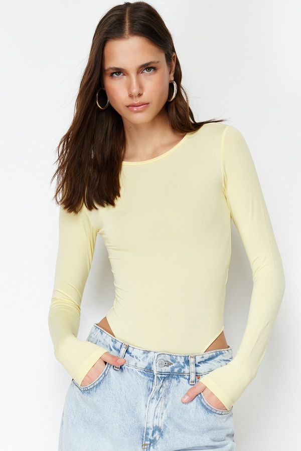 Trendyol Trendyol Yellow Snaps Flexible Fitted Knitted Bodysuit