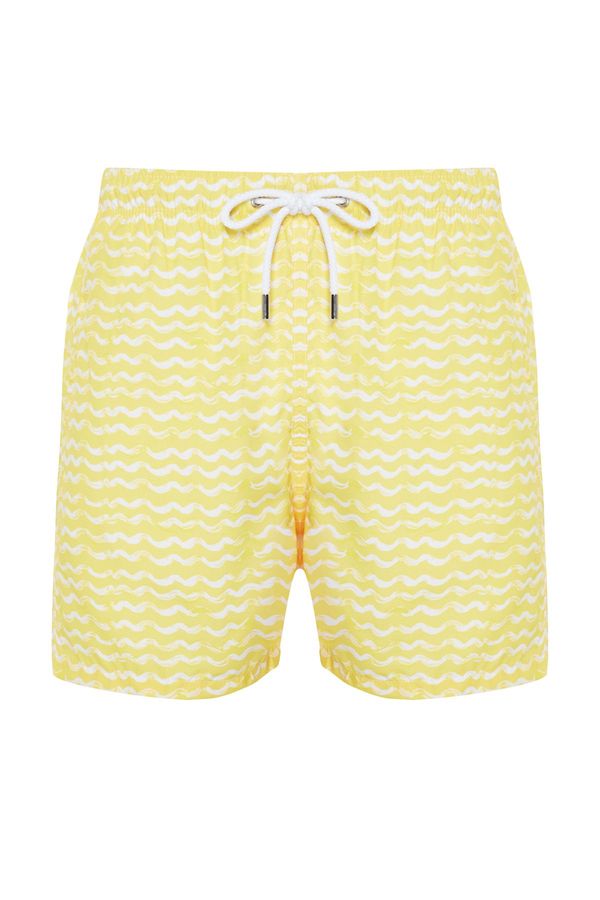 Trendyol Trendyol Yellow Standard Size Geometric Print Swim Shorts