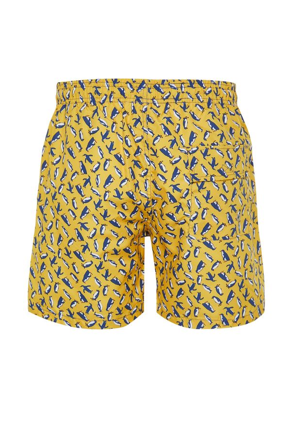 Trendyol Trendyol Yellow Standard Size Penguin Patterned Sea Shorts